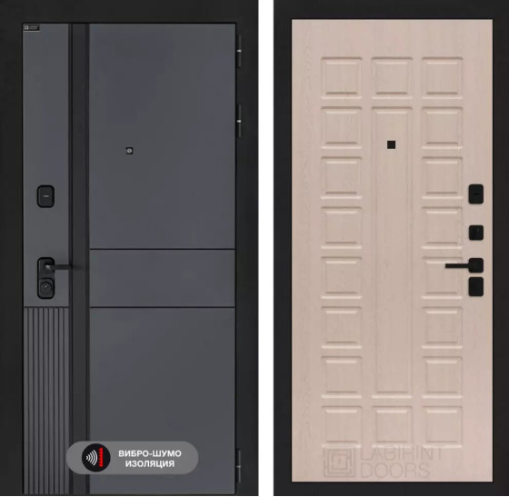 Входная дверь EVOLAB 04 - Беленый дуб | Фрезерованная МДФ панель 10 мм, цвет 