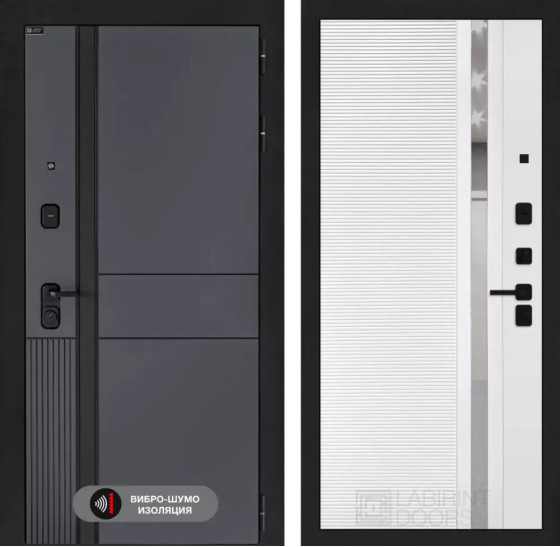 Входная дверь EVOLAB 31 - Белый софт, зеркальная вставка с тонировкой | Фрезерованная МДФ панель 10 мм, цвет 