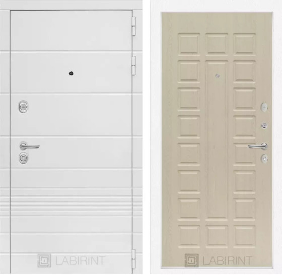 Входная дверь Трендо 04 - Беленый дуб | Декоративная MDF панель 10 мм с фрезерованным наличником, цвет 