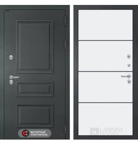 Входная дверь Атлантик 25 - Белый софт, черный молдинг