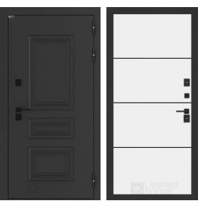 Входная дверь Аляска Лайт 25 - Белый софт, черный молдинг