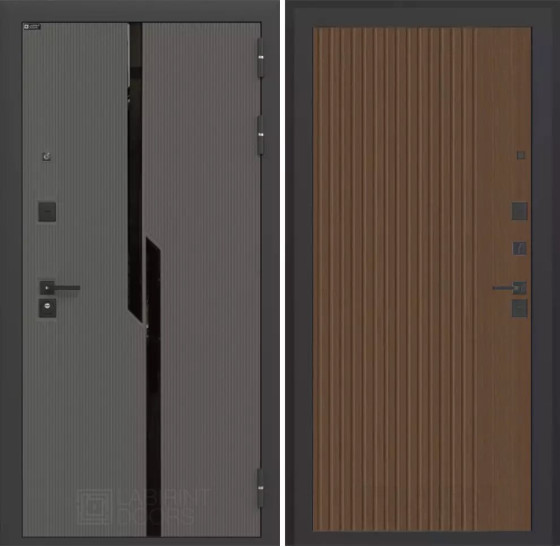 Входная дверь CARBON 29 - Дуб кантри темный | Декоративная MDF панель 10 мм с черным стеклом фацет, цвет 