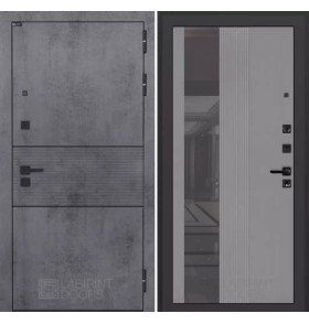 Входная дверь INFINITY с Зеркалом 32 тонированным - Серый рельеф софт