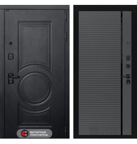 Входная дверь GRAND 22 - Графит софт, черная вставка