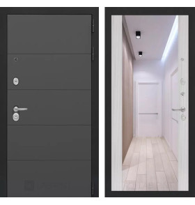 Входная дверь ART с Зеркалом Максимум - Сандал белый