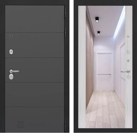 Входная дверь ART с Зеркалом Максимум - Сандал белый | Современная декоративная MDF панель 10 мм, цвет 