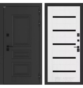 Входная дверь Аляска Лайт 01 - Белое дерево, стекло черное