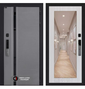 Входная дверь Пиано Смарт 2.0 с зеркалом 18 - Сандал белый