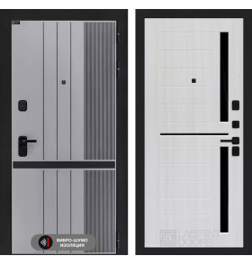 Входная дверь SKYLAB 02 - Сандал белый, стекло черное