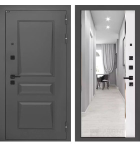 Входная дверь Орлеан с зеркалом Панорама - Белый софт