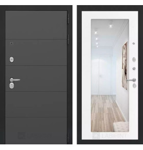 Входная дверь ART с Зеркалом 18 - Белое дерево