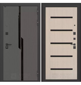 Входная дверь CARBON 01 - Беленый дуб, стекло черное