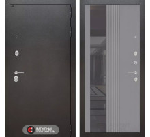 Входная дверь SILVER с Зеркалом 32 тонированным - Серый рельеф софт