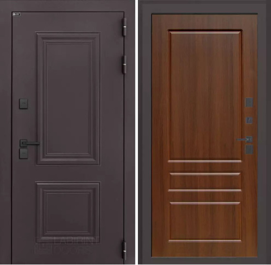 Входная дверь Полярис лайт 03 - Орех бренди | Металлическая отделка методом давления на полотне, 960х2050 мм (внешний 1130х2130 мм), 880х2050 мм (внешний 1050х2130 мм)