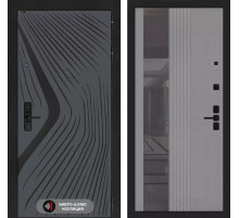 Входная дверь LEOLAB с Зеркалом 32 тонированным - Серый рельеф софт