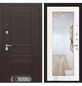 Входная дверь Мегаполис с Зеркалом 18 - Белое дерево