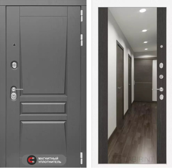 Входная дверь Платинум с Зеркалом Максимум - Венге | Декоративная MDF панель 16 мм с наличником, цвет 