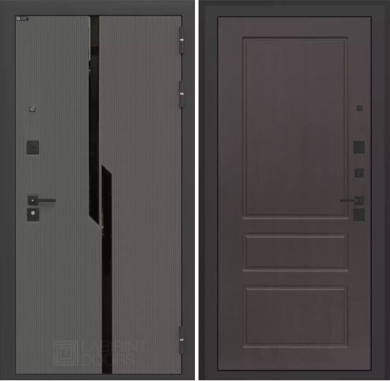 Входная дверь CARBON 03 - Орех премиум | Декоративная MDF панель 10 мм с черным стеклом фацет, цвет 