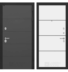 Входная дверь ART 25 - Белый софт, черный молдинг