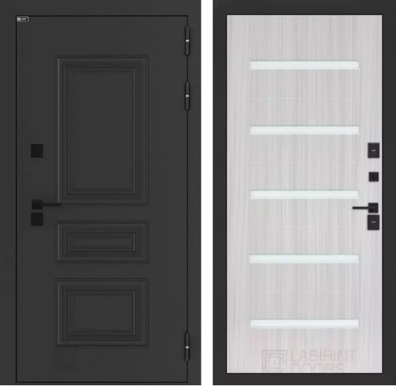 Входная дверь Аляска Лайт 01 - Сандал белый, стекло белое | Металлическая отделка методом давления на полотне