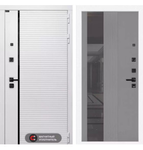 Входная дверь ROYAL с Зеркалом 32 тонированным - Серый рельеф софт