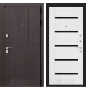 Входная дверь URBAN 01 - Белое дерево, стекло черное