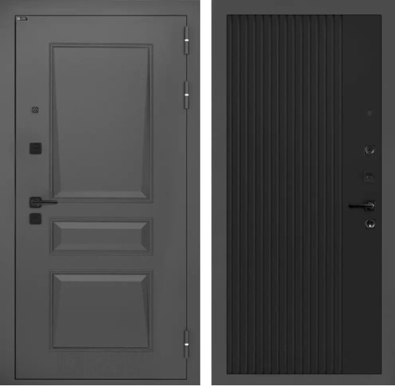 Входная дверь Орлеан 29 - Черный кварц | Металлическая отделка методом давления на полотне