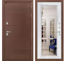 Входная дверь Термо Лайт с Зеркалом Фацет - Белый софт