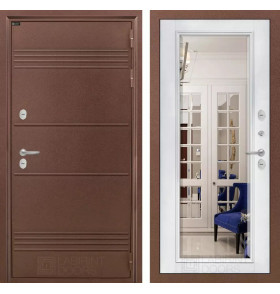 Входная дверь Термо Лайт с Зеркалом Фацет - Белый софт