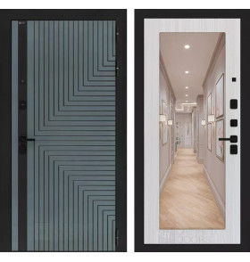 Входная дверь CREDOR с Зеркалом 18 - Сандал белый