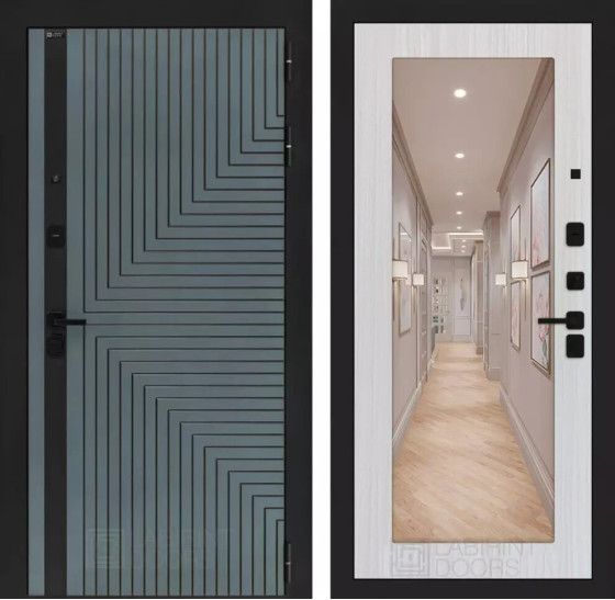 Входная дверь CREDOR с Зеркалом 18 - Сандал белый | Фрезерованная МДФ панель 10 мм, цвет 