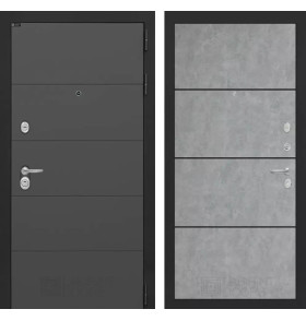 Входная дверь ART 25 - Бетон светлый, черный молдинг