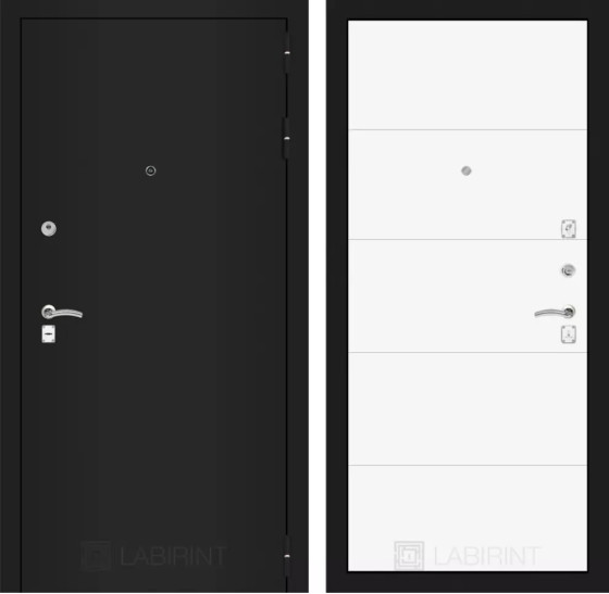 Входная дверь CLASSIC шагрень черная 13 - Белый софт | Металл с практичным покрытием 
