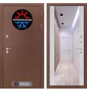Входная дверь Термо Магнит с Зеркалом Максимум - Сандал белый