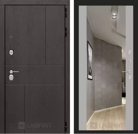 Входная дверь URBAN с Зеркалом Максимум - Грей софт | Стильная декоративная MDF панель 10 мм с наличником, цвет 