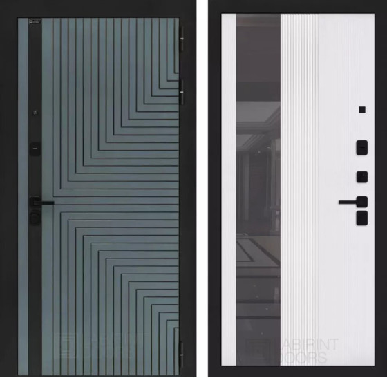 Входная дверь CREDOR с Зеркалом 32 тонированным - Белый рельеф софт | Фрезерованная МДФ панель 10 мм, цвет 