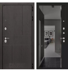 Входная дверь URBAN с зеркалом Панорама с тонировкой - Черный кварц