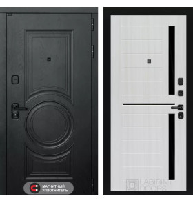 Входная дверь GRAND 02 - Сандал белый, стекло черное