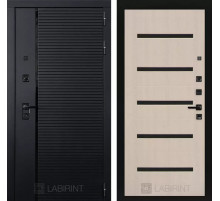 Входная дверь PIANO 01 - Беленый дуб, стекло черное