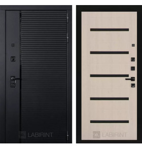 Входная дверь PIANO 01 - Беленый дуб, стекло черное