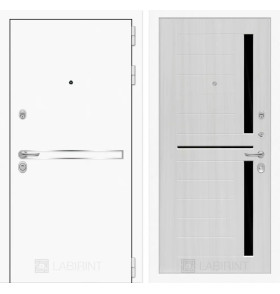 Входная дверь Лайн WHITE 02 - Сандал белый, стекло черное