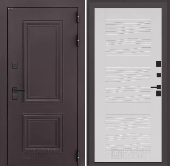 Входная дверь Полярис лайт 06 - Белое дерево | Металлическая отделка методом давления на полотне, 960х2050 мм (внешний 1130х2130 мм), 880х2050 мм (внешний 1050х2130 мм)