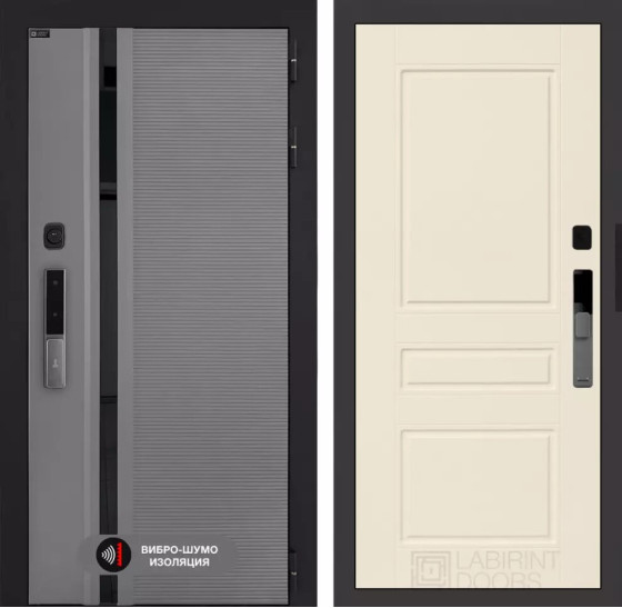 Входная дверь Пиано Смарт 2.0 панель 03 - Крем софт | Фрезерованная МДФ панель 10 мм, цвет 