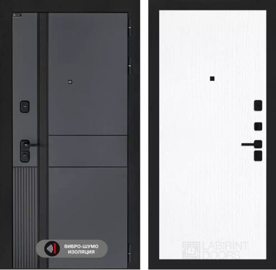 Входная дверь EVOLAB 07 - Белое дерево | Фрезерованная МДФ панель 10 мм, цвет 