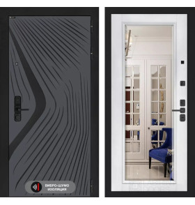 Входная дверь LEOLAB с Зеркалом Фацет - Белый софт