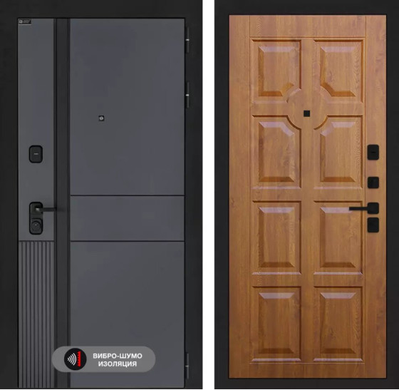 Входная дверь EVOLAB 17 - Золотой дуб | Фрезерованная МДФ панель 10 мм, цвет 