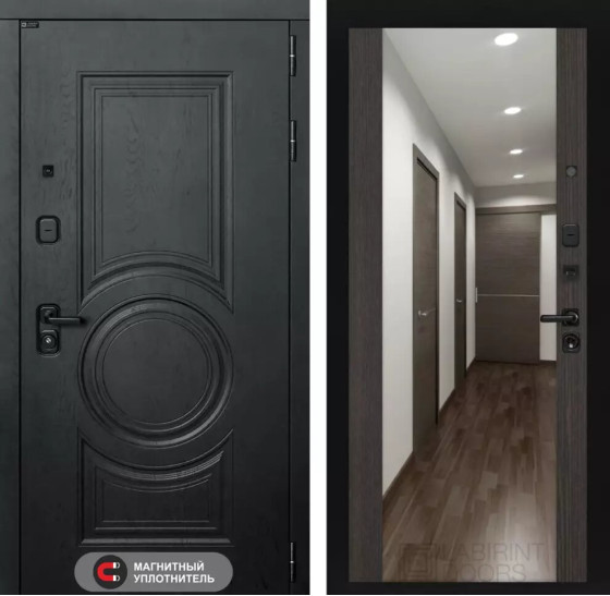 Входная дверь GRAND с Зеркалом Максимум - Венге | Стильная декоративная MDF панель 16 мм с наличником, цвет 