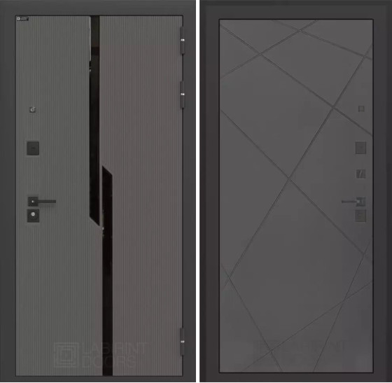 Входная дверь CARBON 24 - Графит софт | Декоративная MDF панель 10 мм с черным стеклом фацет, цвет 