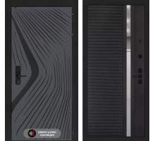 Входная дверь LEOLAB 31 - Черный кварц, зеркальная вставка с тонировкой