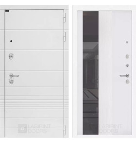 Входная дверь Трендо с Зеркалом 32 тонированным - Белый рельеф софт